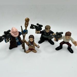 4 Star Wars Galactic Heroes 2007 Luke Han Solo Leia Bib Fortuna Figures Toys